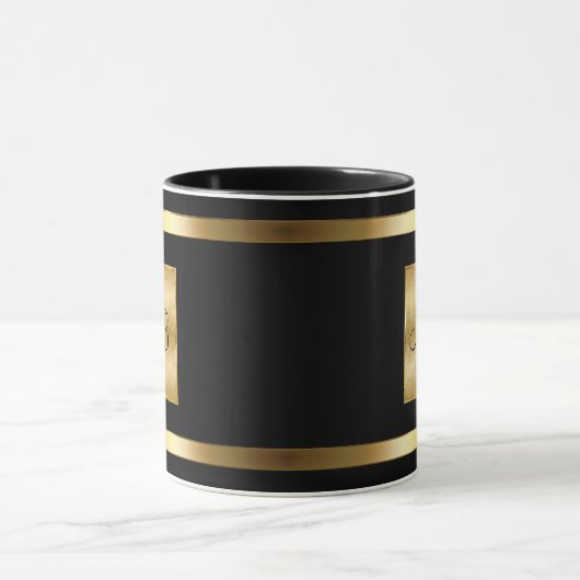 Classy Monogram Gold And Black Color マグカップ (中央)