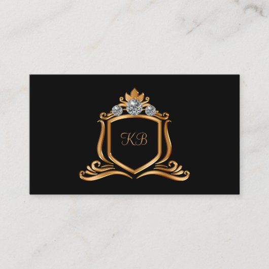 Classy Monogram Name Initials Business Cards 名刺 (正面)