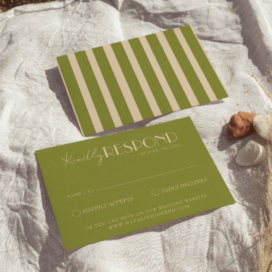 Classy Moss Green Old Money Fancy Wedding 出欠カード