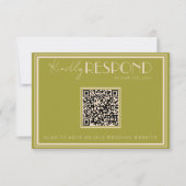 Classy Moss Green Old Money Luxury QR Code Wedding 出欠カード (正面)