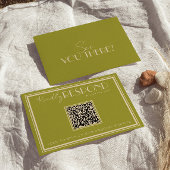 Classy Moss Green Old Money Luxury QR Code Wedding 出欠カード
