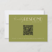 Classy Moss Green Old Money QR Code Wedding 出欠カード (正面)