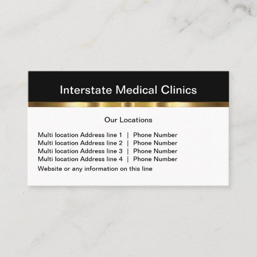 Classy Multiple Location Medical Office 名刺 (正面)