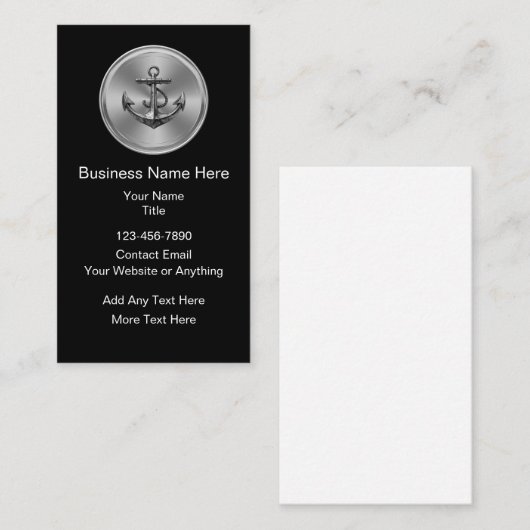 Classy Nautical Anchor Theme Business Cards 名刺 (正面/裏面)