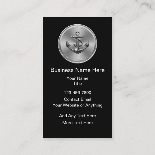 Classy Nautical Anchor Theme Business Cards 名刺 (正面)