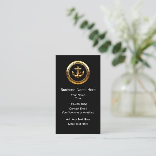 Classy Nautical Anchor Theme Business Cards 名刺 (スタンド正面)