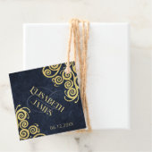 Classy Navy Blue & Data Swirls 結婚's Thank You フェイバータグ (インサイチュ)
