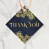 Classy Navy Blue & Data Swirls 結婚's Thank You フェイバータグ (裏面)