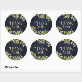 Classy Navy Blue & Data Swirls 結婚's Thank You ラウンドシール (シート)