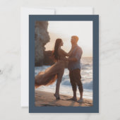 Classy Navy Blue Elegant Calligraphy Photo Back セーブザデート (裏面)