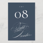 Classy Navy Blue Wedding 5 x 7 Table Numbers 招待状 (裏面)