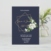 Classy Navy Geometric 結婚's(英語) 招待状 (スタンド正面)