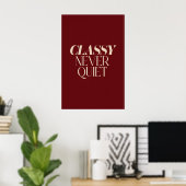 Classy Never Quiet Wall Art Beige Serif Letters on ポスター (ホームオフィス)