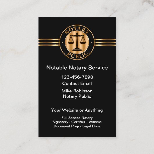 Classy Notary Public Services 名刺 (正面)