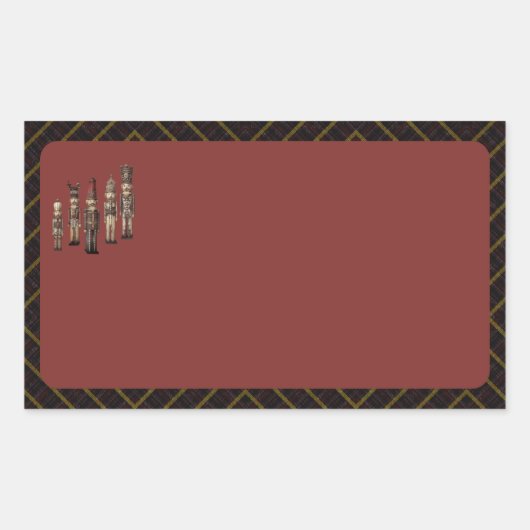 Classy Nutcracker Soldiers Name Labels Red 長方形シール (正面)