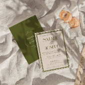 Classy Old Money Olive Green Luxury Retro Wedding 招待状