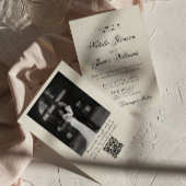 Classy Old Money Retro Photo QR Code Wedding 招待状