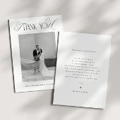 Classy Old Money Script Black White Photo Wedding サンキューカード