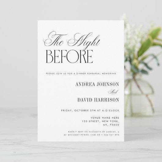 Classy Old Money The Night Before Rehearsal Dinner 招待状 (スタンド正面)