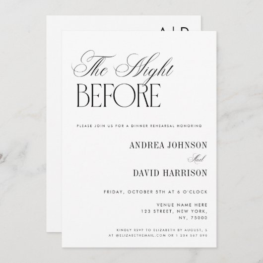 Classy Old Money The Night Before Rehearsal Dinner 招待状 (正面/裏面)