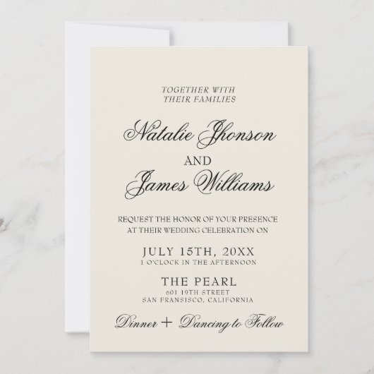 Classy Old Money Whimsical Retro QR Code Wedding 招待状 (正面)