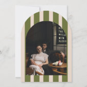 Classy Olive Green Old Money Arched Photo Wedding 招待状 (裏面)