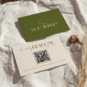 Classy Olive Green Old Money Fancy QR Code Wedding 出欠カード