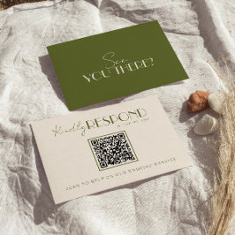 Classy Olive Green Old Money Fancy QR Code Wedding 出欠カード