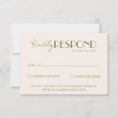 Classy Olive Green Old Money Luxury Wedding 出欠カード (正面)