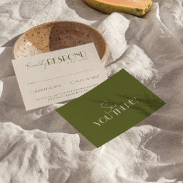 Classy Olive Green Old Money Luxury Wedding 出欠カード