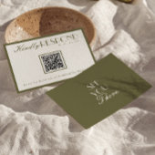 Classy Olive Green Old Money QR Fancy Code Wedding 出欠カード