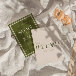 Classy Olive Green Old Money Whimsical Wedding セーブザデート