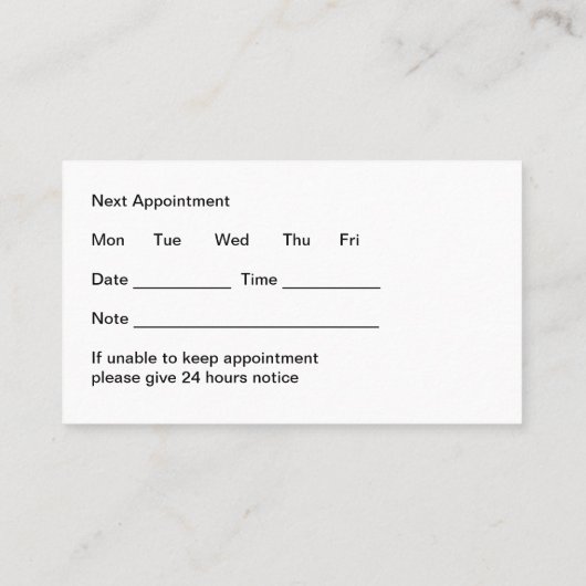Classy Optician Ophthalmologist Appointment Cards 名刺 (裏面)