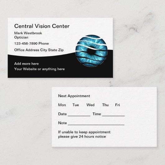 Classy Optician Ophthalmologist Appointment Cards 名刺 (正面/裏面)
