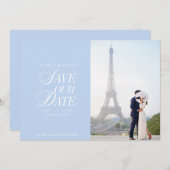 Classy Pastel Blue Elegant Save the Date Card セーブザデート (正面/裏面)