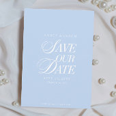 Classy Pastel Blue Elegant Save the Date Card セーブザデート