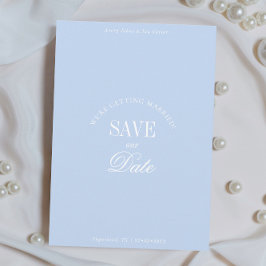 Classy Pastel Blue Elegant Save the Date Card セーブザデート