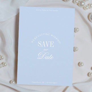 Classy Pastel Blue Elegant Save the Date Card セーブザデート
