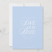Classy Pastel Blue Elegant Save the Date Card セーブザデート (正面)