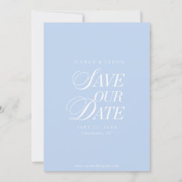 Classy Pastel Blue Elegant Save the Date Card セーブザデート