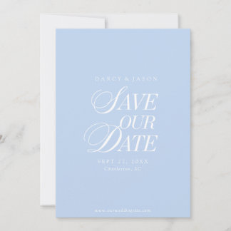 Classy Pastel Blue Elegant Save the Date Card セーブザデート
