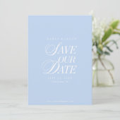 Classy Pastel Blue Elegant Save the Date Card セーブザデート (スタンド正面)