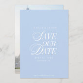 Classy Pastel Blue Elegant Save the Date Card セーブザデート (正面/裏面)