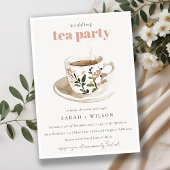 Classy Pastel Floral Tea Cup Wedding Tea Party  招待状