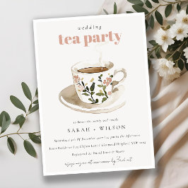 Classy Pastel Floral Tea Cup Wedding Tea Party  招待状