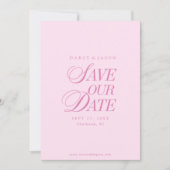 Classy Pastel Pink Elegant Save the Date Card セーブザデート (正面)