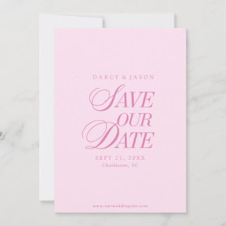 Classy Pastel Pink Elegant Save the Date Card セーブザデート