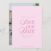 Classy Pastel Pink Elegant Save the Date Card セーブザデート (正面/裏面)