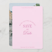 Classy Pastel Pink Elegant Save the Date Card セーブザデート (正面/裏面)