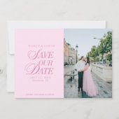 Classy Pastel Pink Elegant Save the Date Card セーブザデート (正面)